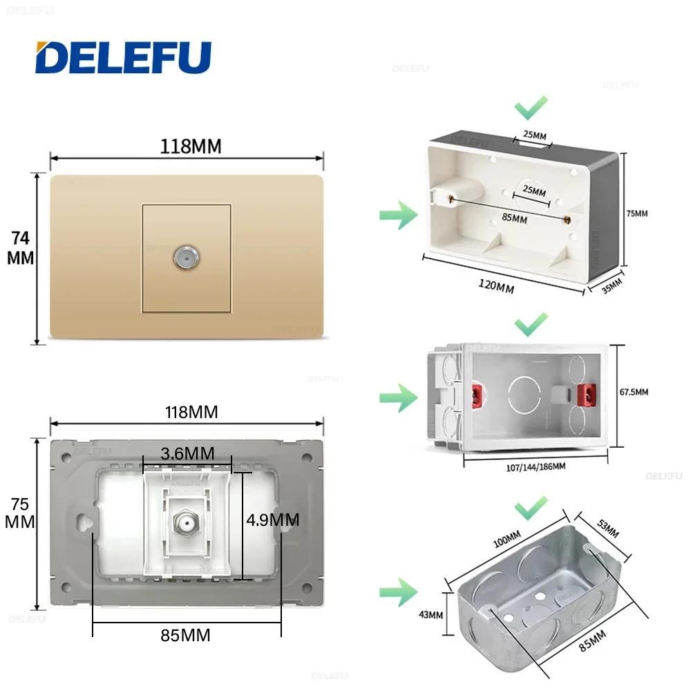 Многофункциональная настольная розетка DELEFU Gold PC 2/1