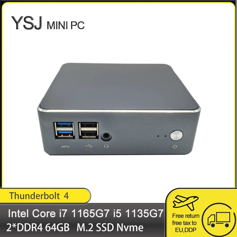 

New Mini PC Intel Core i7 1165G7 i5 1135G7 Thunderbolt 4 Windows11/10 2*DDR4 MAX 64GB NVMe SSD Mini Gaming Computer WIFI5 BT4.0