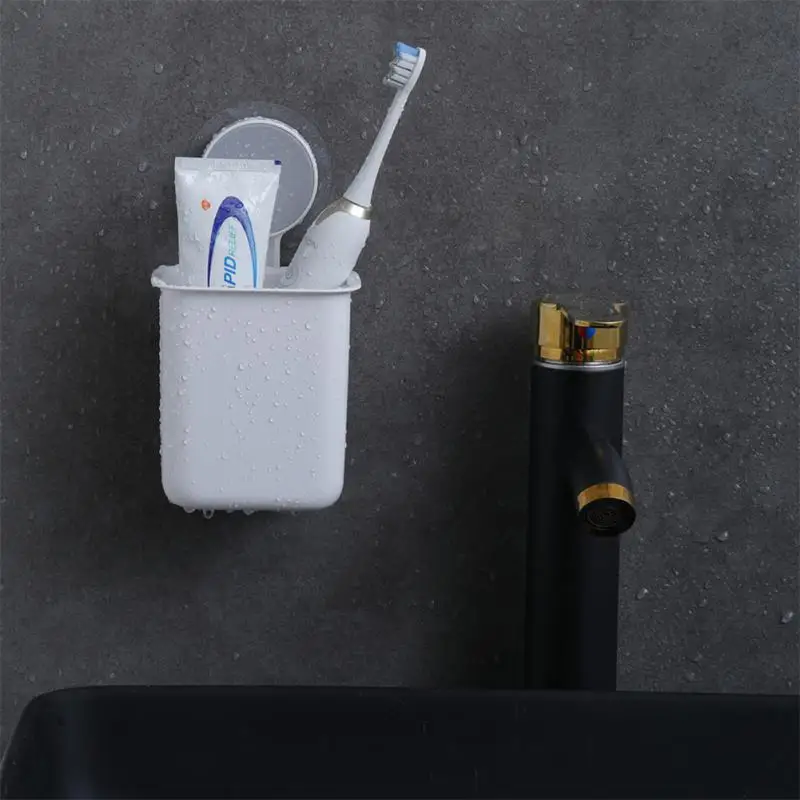 

New Bathroom Storage Shelf Portable Drill-Free Rack Organize Simple Wall Mounted Toothbrush Holder Toothpaste Mouth Cup Holder