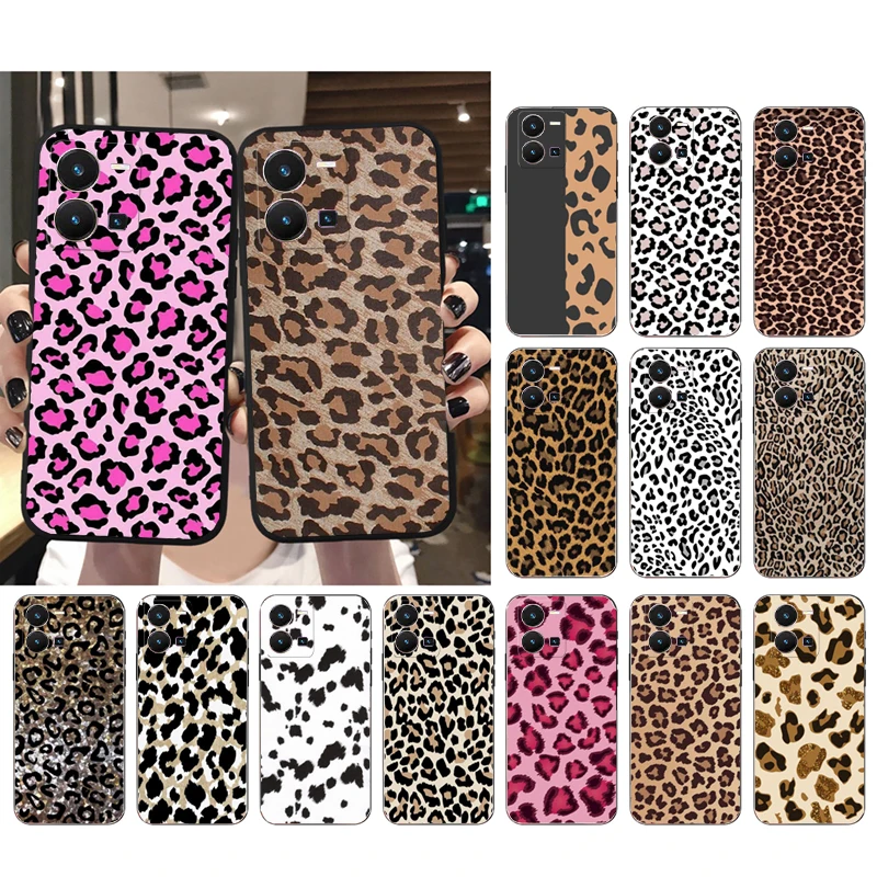 

Phone Case For VIVO Y53S Y33S Y22S Y11S Y31 Y21 Y70 Y20 Y21S Y72 Y35 Y51 Y01 V23E V21 V23 V21E Pink leopard Print Case