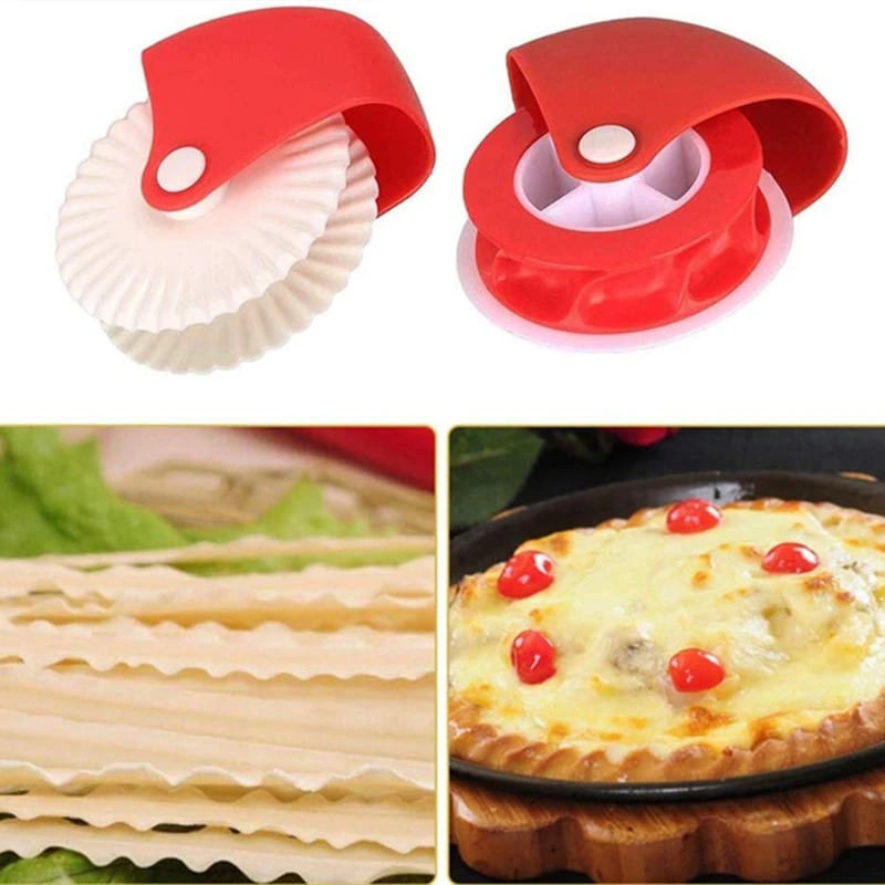 

Pastry Wheel Cutter DIY Biscuits Maker Dough Cutting Roller Tools Plastic Kitchen Gadgets for Beautiful Pie Crust Ravioli Pasta