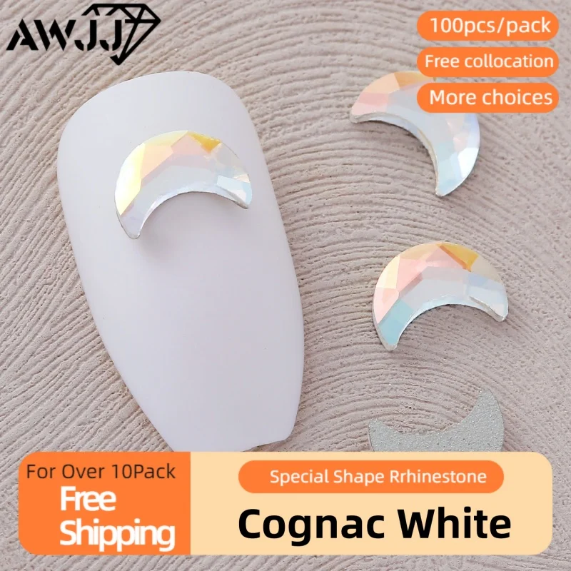 Белые самоклеящиеся стразы для ногтей 100 шт.