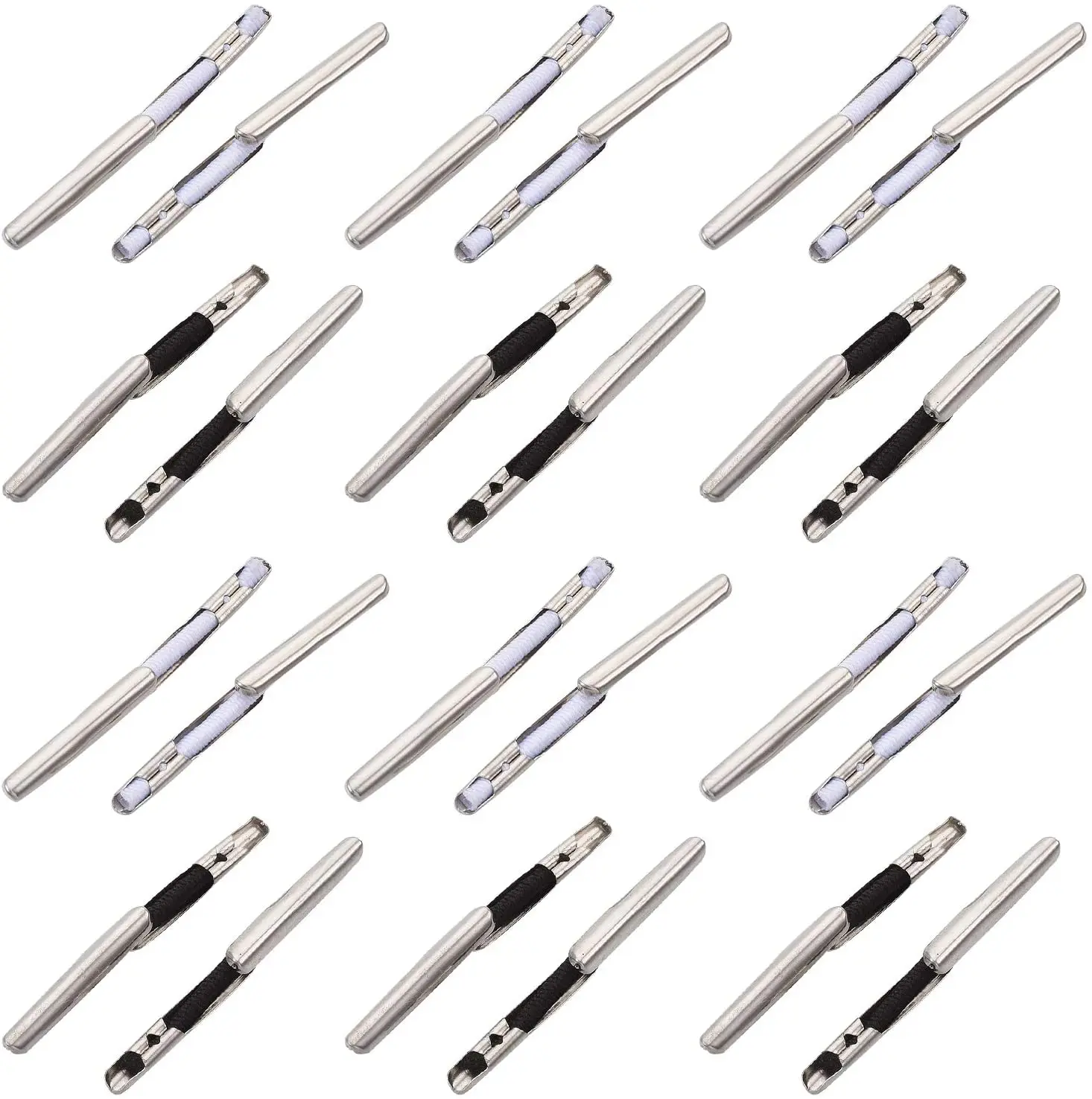 

400 PCS Black & White Elastic Barbed Cord with Stainless Steel Findings Stretch Cord with Metal Ends Metal Barbs Fasteners