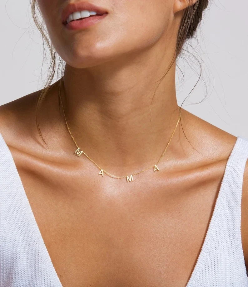 Ожерелье с надписью на День Матери женское гипоаллергенное позолоченное