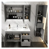 Hot Sale Restroom Cabinet Wc Wash Basin Cabinet Wood Modular Black Waterfall Kitchen Island High Gloss White Bathroom Vanity