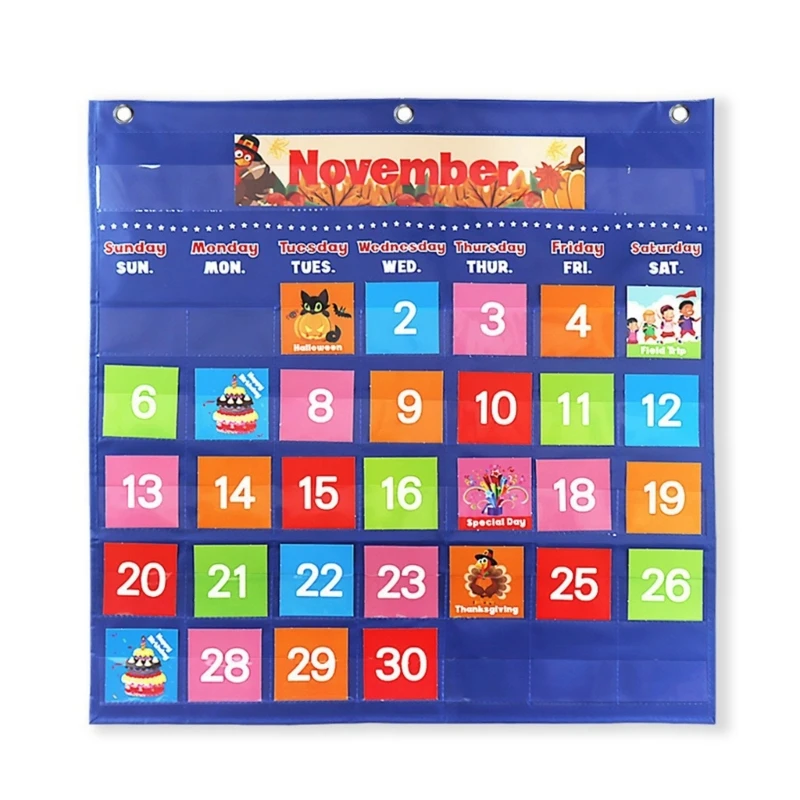

Simplified Classroom Calendar Pocket Chart Interactive Learning Resource forYoung Students Colorful and Practical