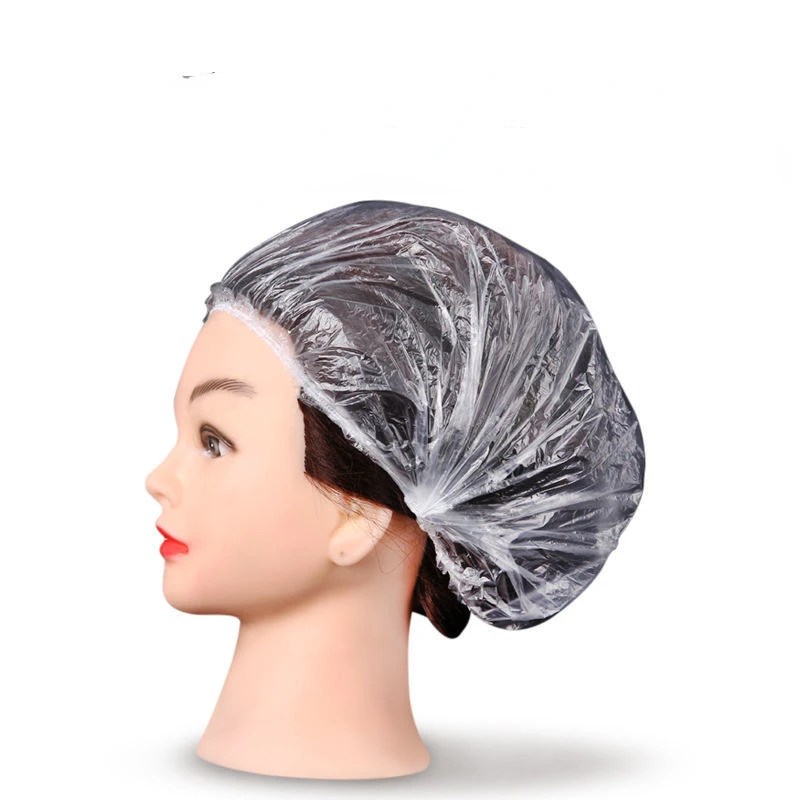 

100Pcs Disposable Shower Bath Cap Plastic Waterproof Woman Head Hair Cover Bathing Hat Plastic