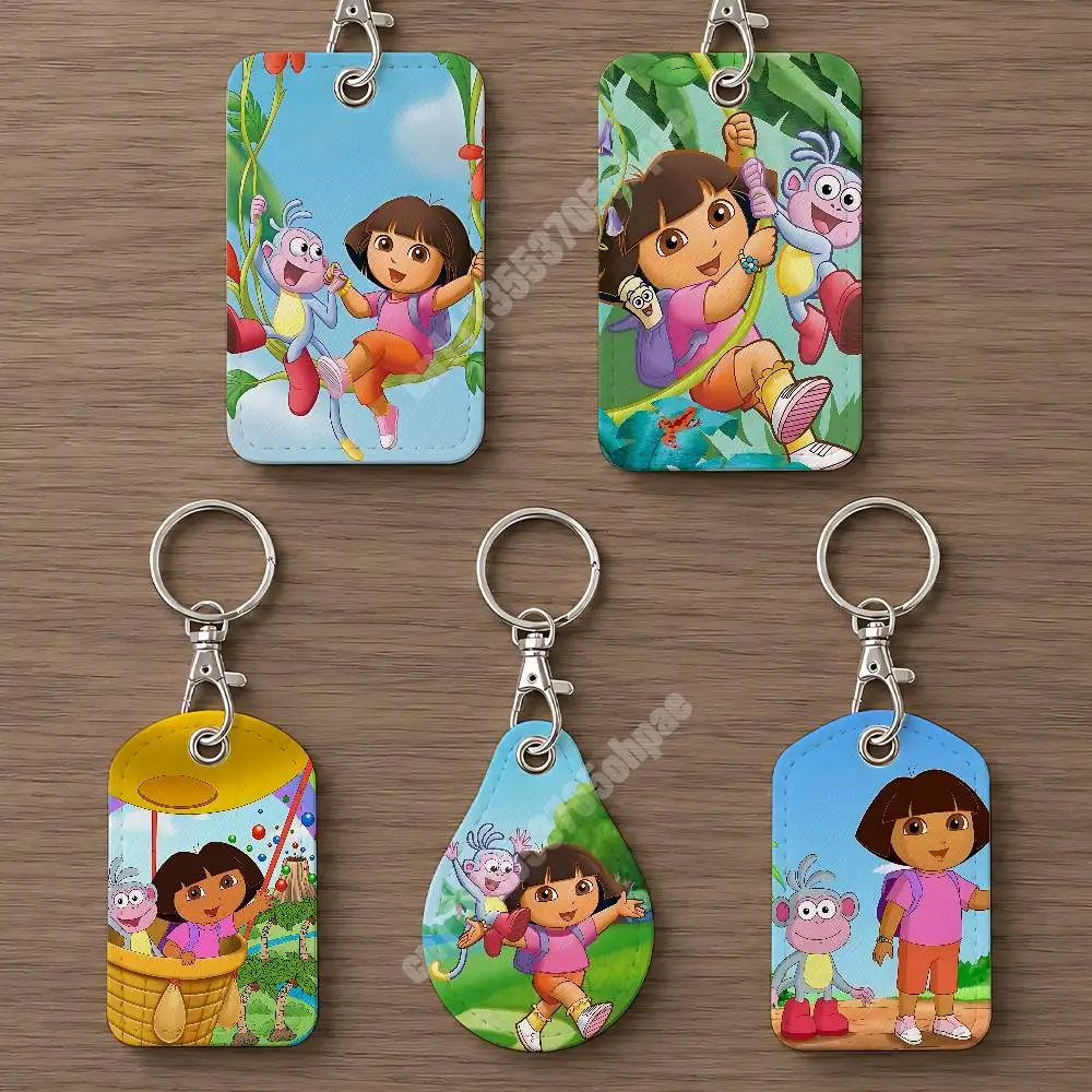 Фото Кожаный брелок-картхолдер Dora The Explorer для детей с мультяшным дизайном для Airtag и пропускных карт, современный чехол для проездного на автобус №1