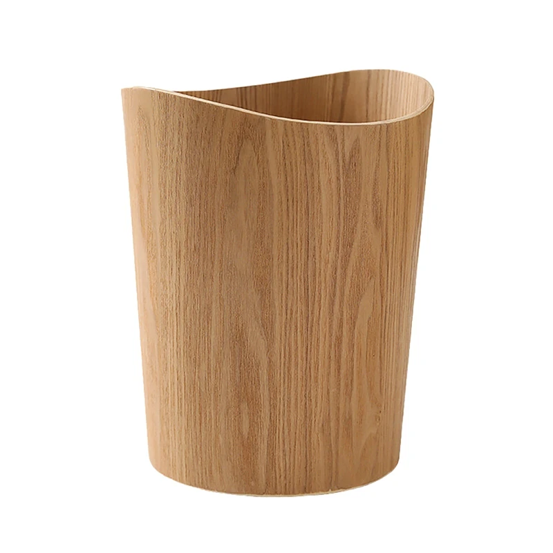 

Household Wooden Trash Can, Solid Wood Trash Basket, Round Trash Can