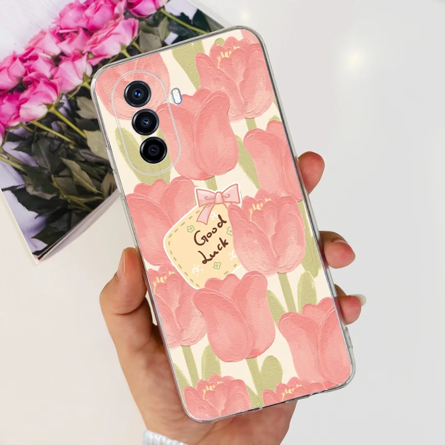 Фото Чехол для Huawei Nova Y70 чехол для Nova Y70 Plus ударопрочный прозрачный силиконовый мягкий бампер с милыми цветами для Huawei Nova Y71 Y 70 чехлы №4