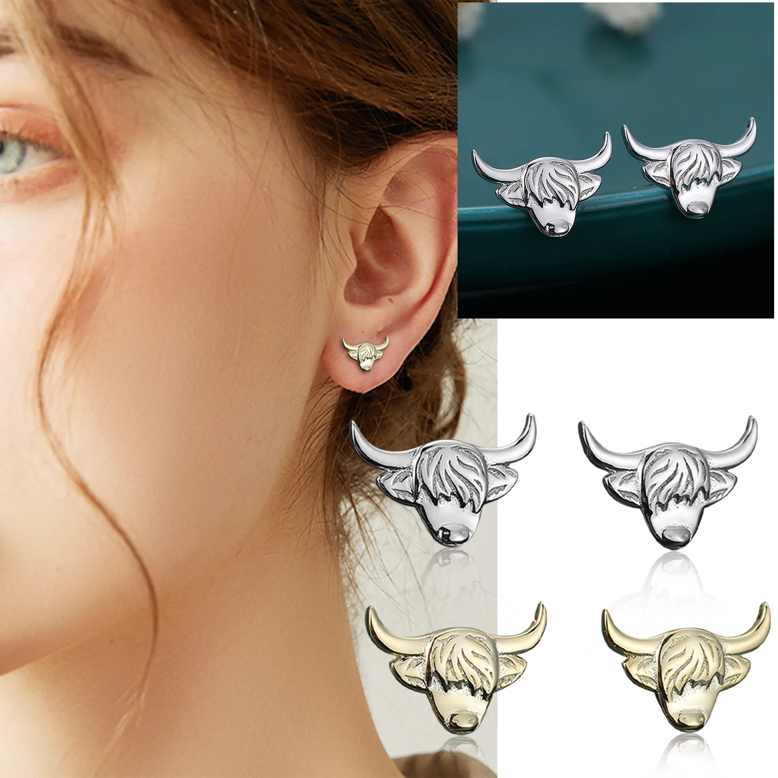 

Cute Cows Stud Earrings for Women Delicate Milk Cattle Bull Animal Small Mini Earrings Female Party Charm Jewelry Accessories