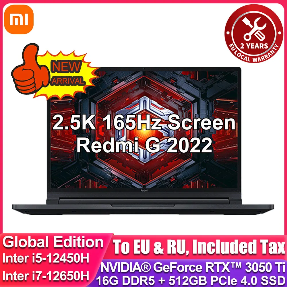 Новинка 2022 г. игровой ноутбук Xiaomi Redmi G 16 дюймов модель i5-12450H RTX3050Ti ГБ DDR5 512 Гб SSD