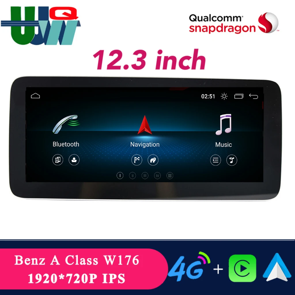 

UJQW 12.3 Car Radio 8+64G Multimedia DVD Bluetooth For Mercedes Benz A /CLA/GLA CLass W176/C117/X156 2013-2018 Carplay GPS Navi