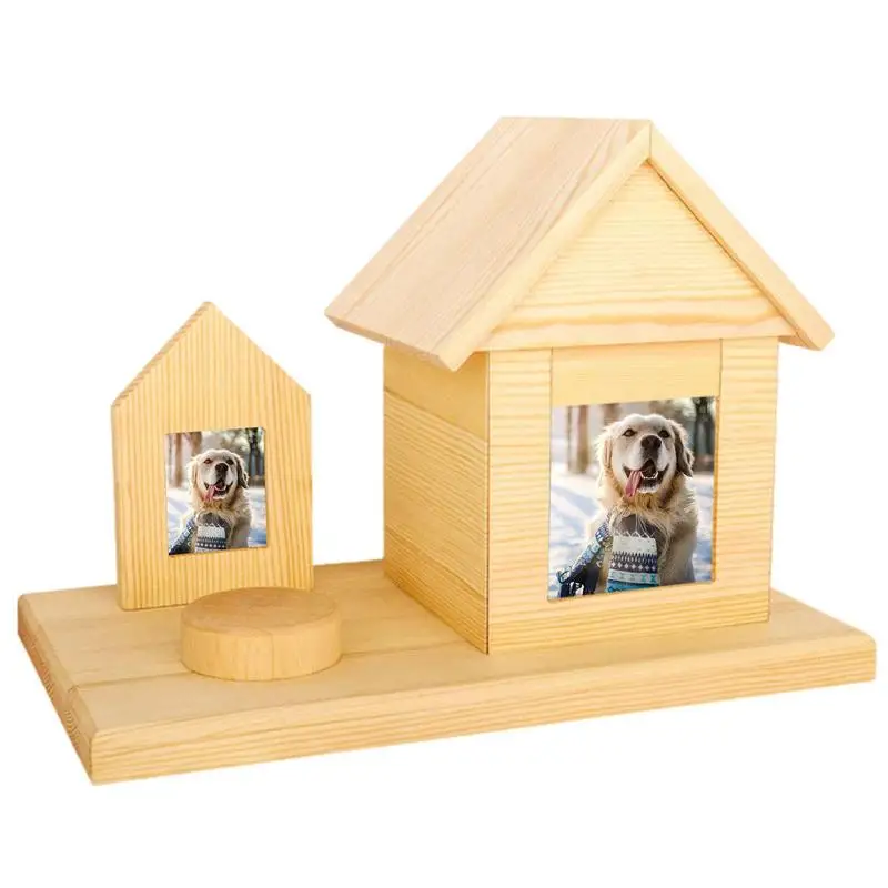 

Деревянная урна для кремации собаки, фоторамка для питомца, урна для собак, кошек, держатель для золы, памятный сувенир, урны для дома в форме...