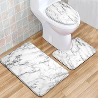3pcsset bath mat set absorbent quick dry polyester marble u shaped toilet carpet for home