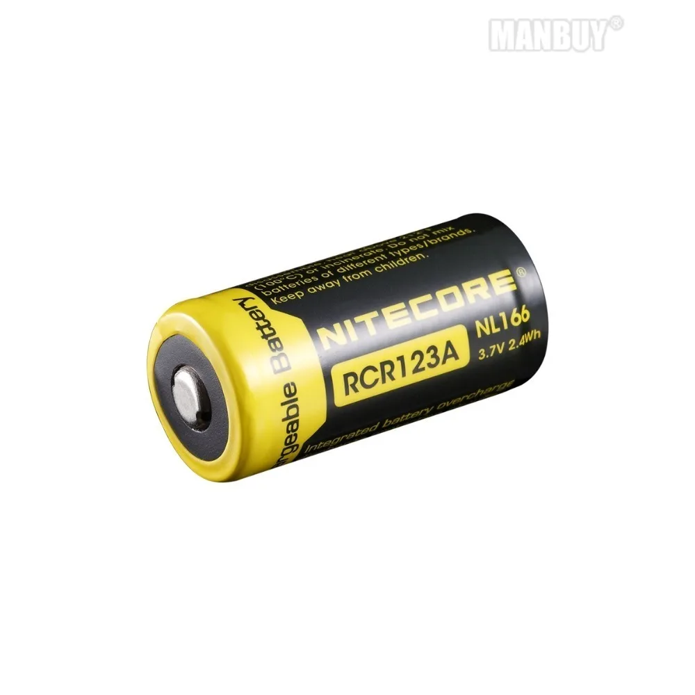 NITECORE 2 штуки NL166 650 мА/ч 3 7 V 2.4Wh Защищенный Литий Перезаряжаемые RCR123A 16340 18350