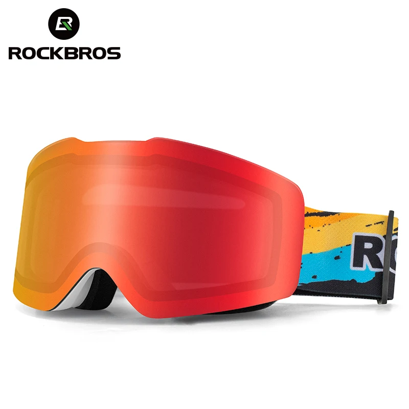 

ROCKBROS Red-dot Ski Goggles Color Changing Full Frame Large Vision Double Layer Anti-fog Single Board Polarized Ski Glasses