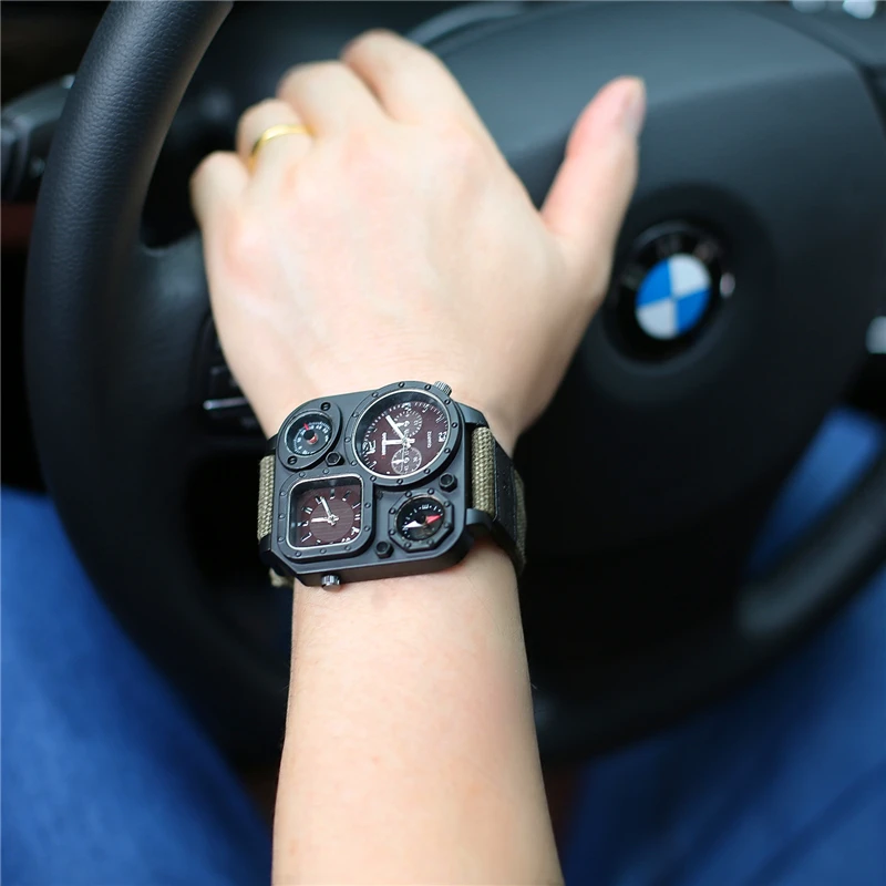 Shiweibao Design Fashion Men's Watch Canvas Belt Tactical Needle American Hipster Army Green