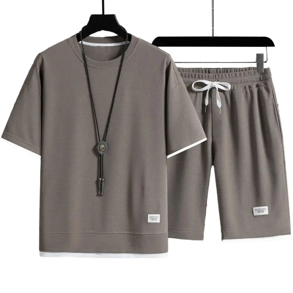 

Summer Men Top Shorts Suit Short Sleeves Two Piece Set Tracksuit 2 Pcs/Set