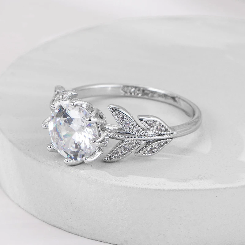ZHFANGIYE Charm Ring 925 Silver Jewelry with Zircon Gemstones Finger Rings for Women Wedding Engagement Party Gift Size 6-10