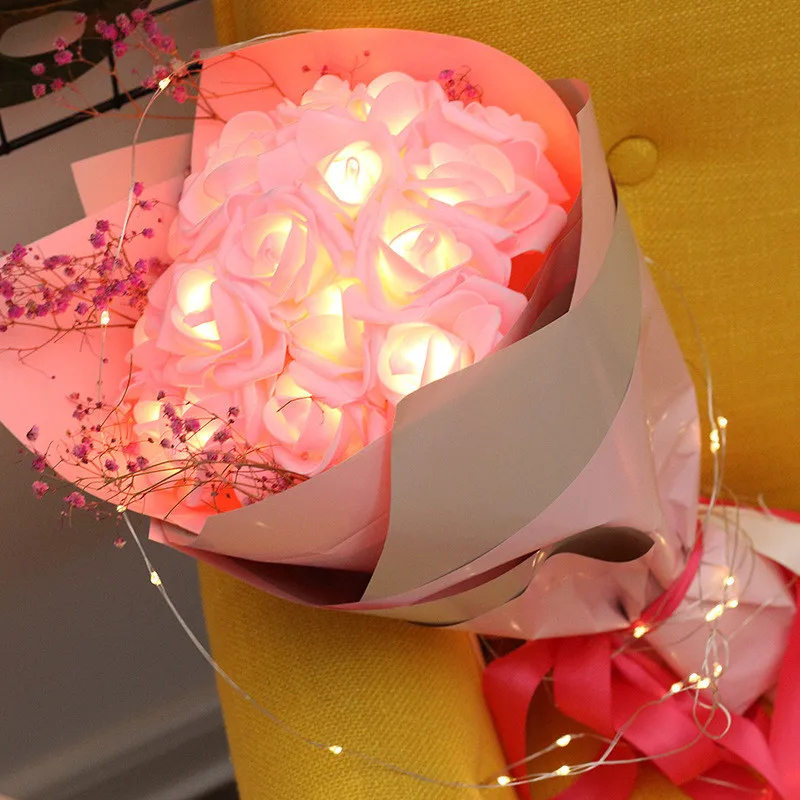 

Rose Flower Festoon LED String Lights for Home Valentines Curtain Party Fairy Lights Aesthetic Room Decor Christmas Decorations
