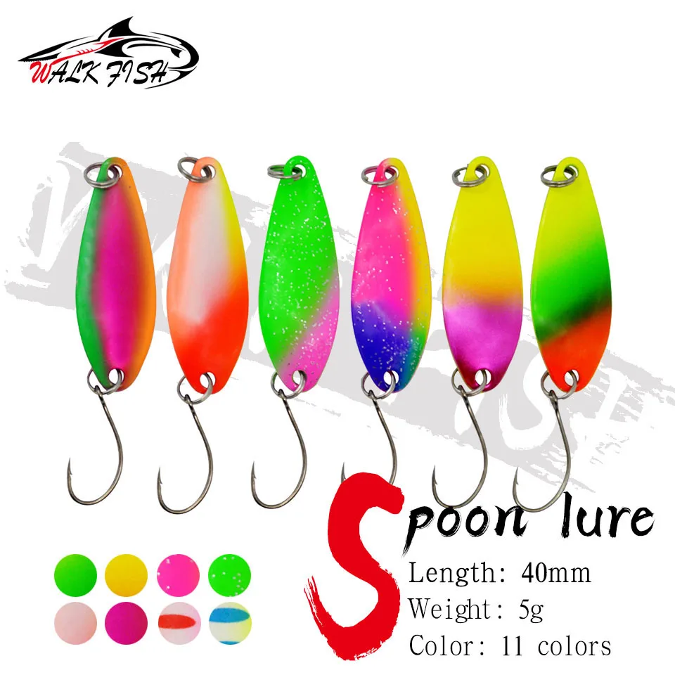 WALK FISH WALK FISH 5/6/10PCS Spinning Fishing Bait 40mm 5g Fishing Spoon Trout Lure Fishing Lure Fishing Wobblers Spinner Bait