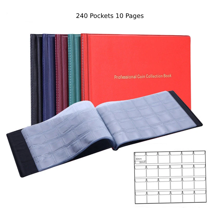

Pockets Coin Stamp Album Gifts for Commemorative Coin Badges Collection Book Holder Tokens Album Coin Storage Bag