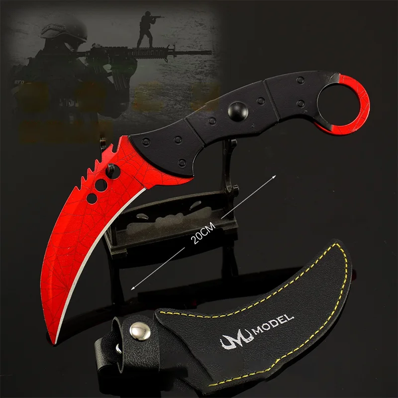 Фото Тактический нож GO'S Game Peripheral Claw Knives Series M9 Crimson Web, 20 см, с кобурой, металлический, без лезвия, декоративный, подарок для мальчиков №4