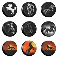 horse logo spare tire cover case bag pouch dust proof fashion animal wheel covers for mitsubishi pajero 14 17 inch