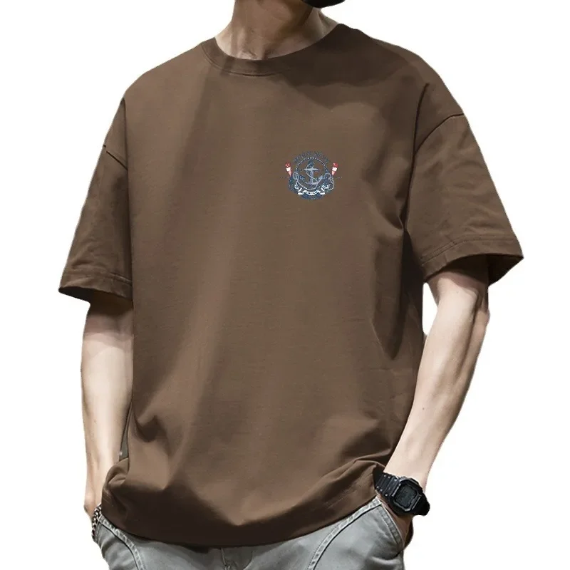 Винтажная мужская хлопковая футболка в американском стиле из чистого хлопка с