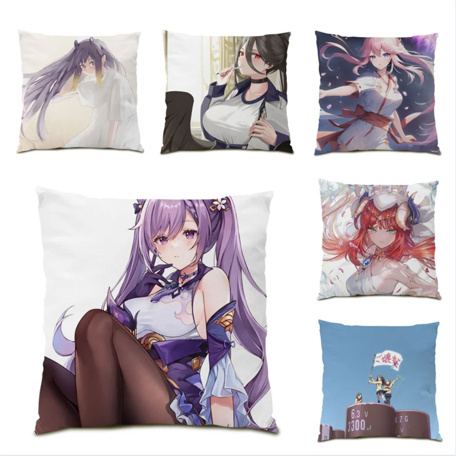 

Pillowcase Anime Pattern Home Decoration Polyester Linen Pillow Cover Stylish Cushion Covers 45x45 Velvet Fabric Nordic E0862