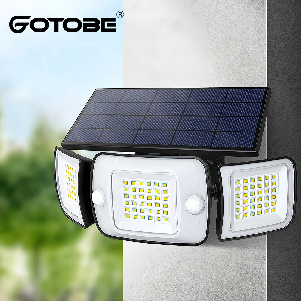 6000mAh Solar LED Light Outdoor Big Solar Panel Wall Lamp Motion Sensor Waterproof Garden Yard Garage Porch Solar Power Lights