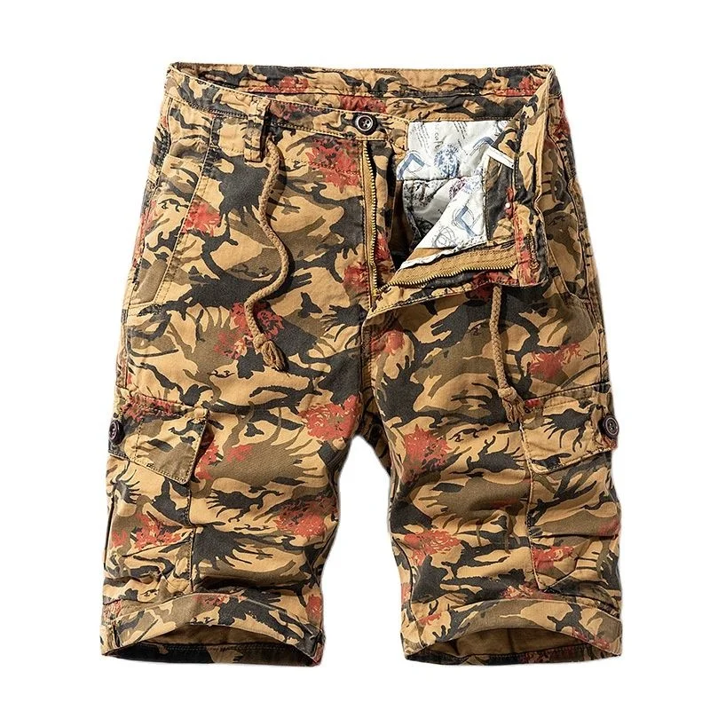 

Summer Thin Tooling Casual Shorts Men Camouflage Loose Knee Length Straight Men's Cotton Breeches Joggers Hip Hop Shorts Male