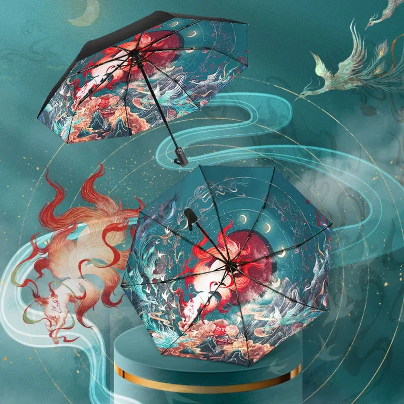 

NEW Fully Automatic Umbrella UV Double Beach Wind Large Umbrellas Female High Value Sunscreen Rain and Sun Umbrella