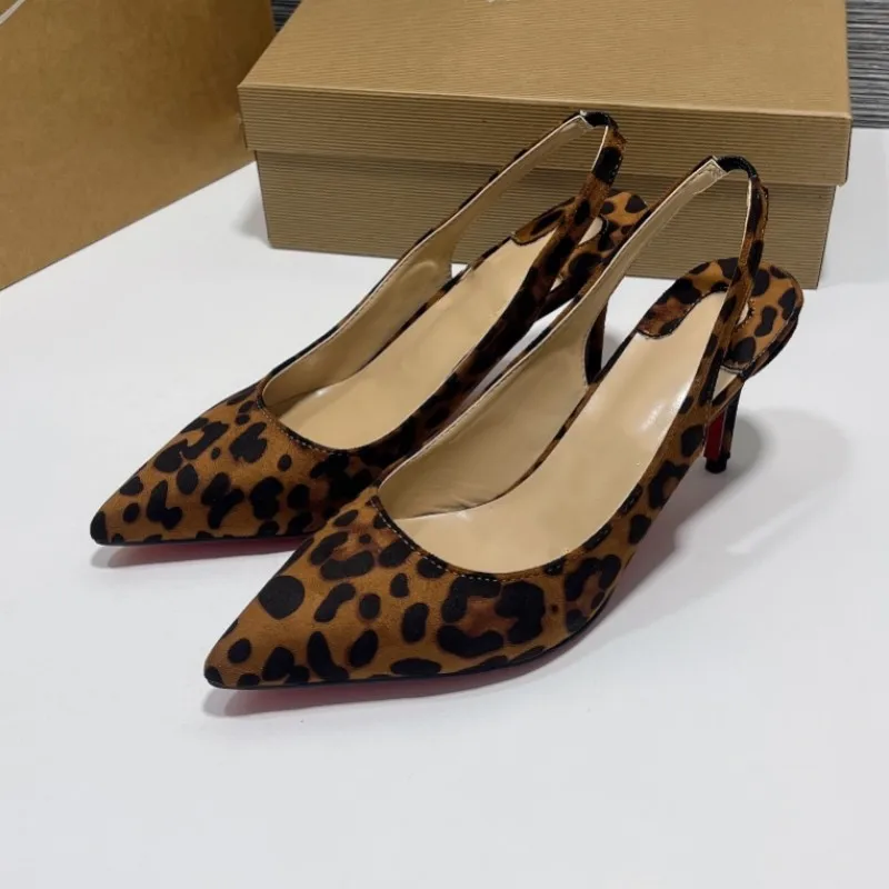 Europe and America 2023 Spring/Summer New Pointed Back Hollow Slim Heel High Heel Shoes Large Women's Sandals