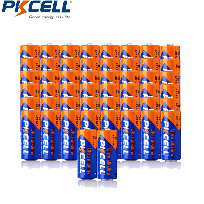 

50 шт. батарейки PKCELL 910A LR1 Размер N AM5 E90 MN9100, щелочные батареи, сухие батареи