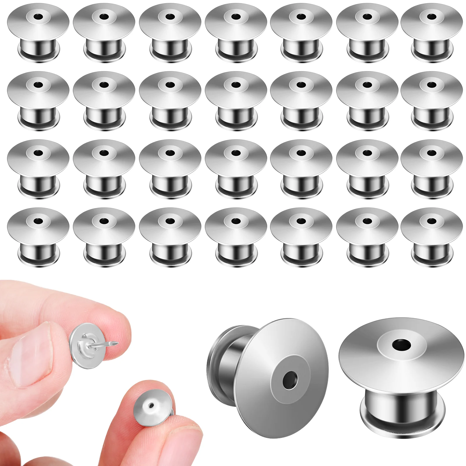 

30 Pcs Lock Pin Holder Lapel Backs Backing Backings Zinc Alloy Locking Pins Bulk