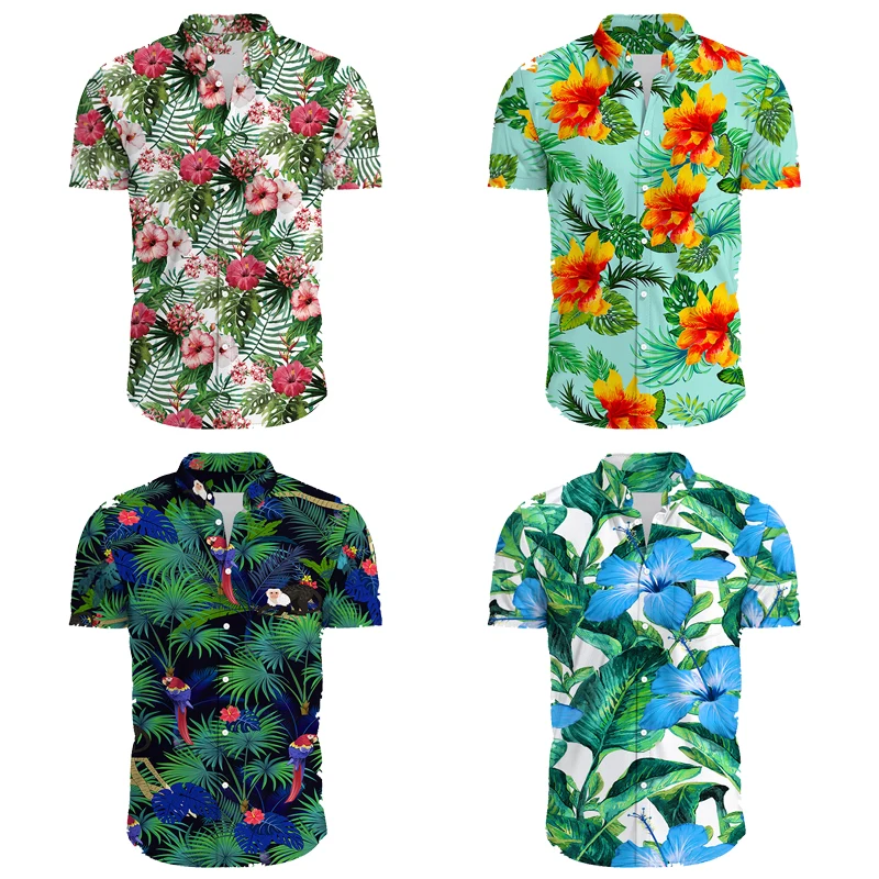 

Men's Hawaiian shirt 4-way stretch casual button Tropical beach shirt Oversized t-shirt Blouse ANIME printing