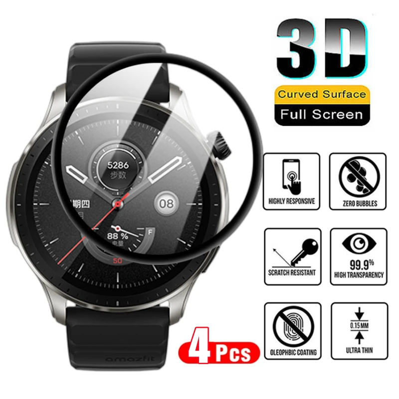 

1-4PCS 3D Curved Soft Protective Film For Amazfit GTR3 GTR 3 Pro GTR4 Smartwatch Screen Protector For Huami GTR 4 3 3Pro Films