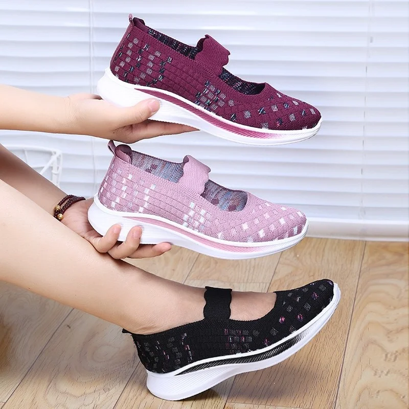 

Summer Women Shoes Lady hand made Flats Sneakers Breathable Lightweight Women Flat Shoes Manual Woven Shallow Women Casual Shoes