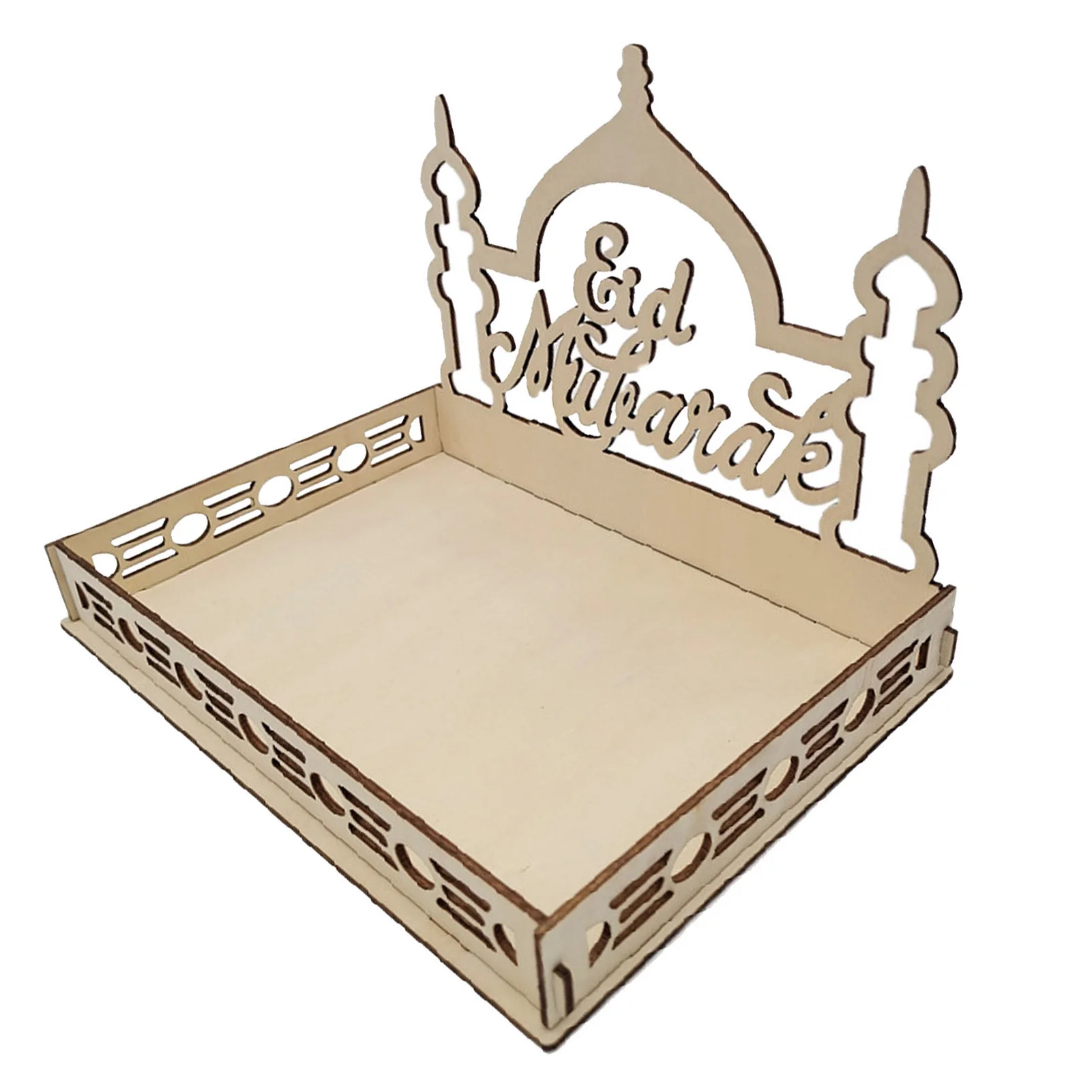 

Eid Mubarak Plates Ramadan Decorations 2022 Serving Trays For Party Islam Food Tray With Hollow-Carved Castle Pattern