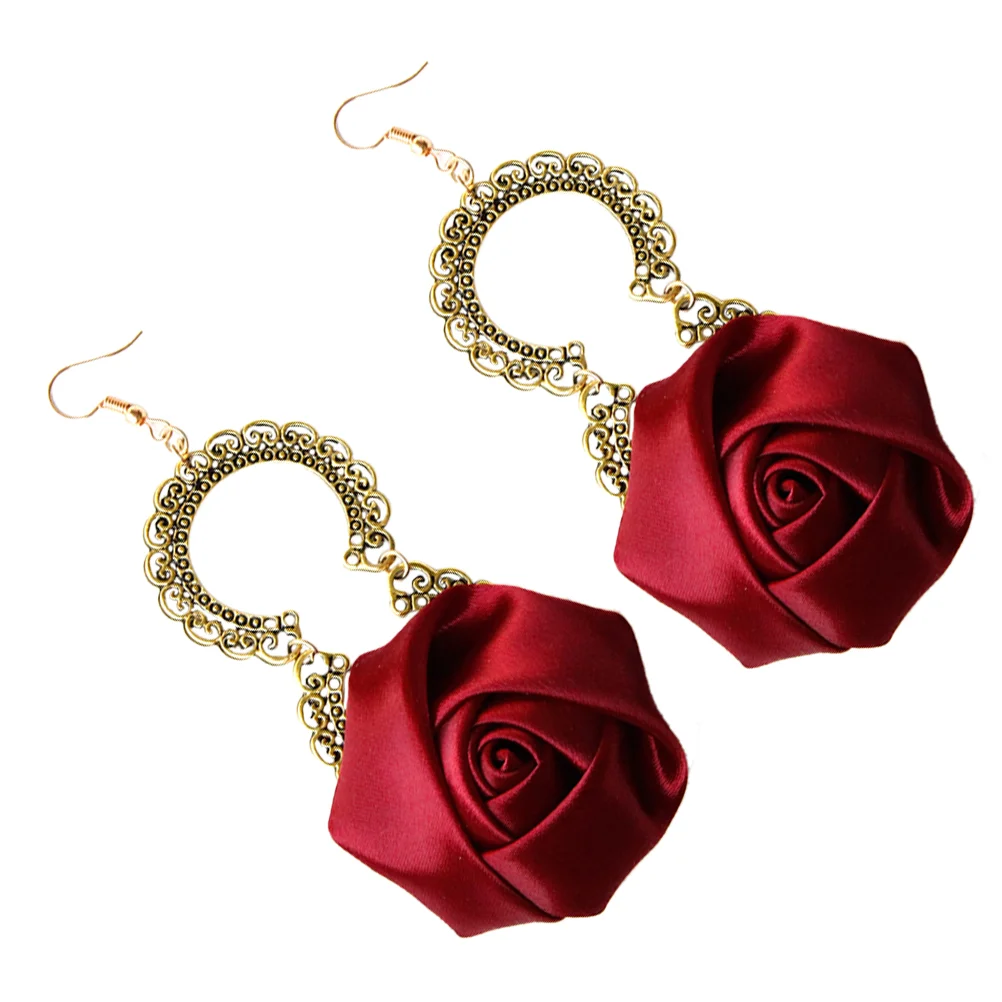 

Висячие серьги в форме розы, 1 пара, женские серьги из сплава, женские модные украшения, украшения для ушей