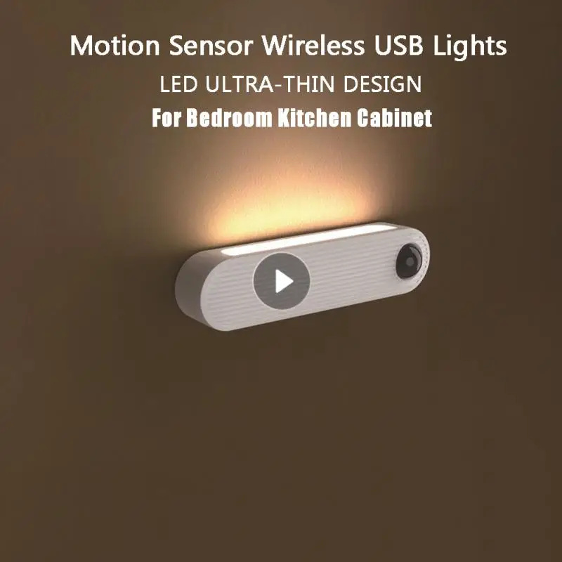 

Motion Sensor LED Ultra-thin Night Light USB Rechargeable Dimmable Night Lamp For Bedroom Kitchen Cabinet Wireless Closet Lights