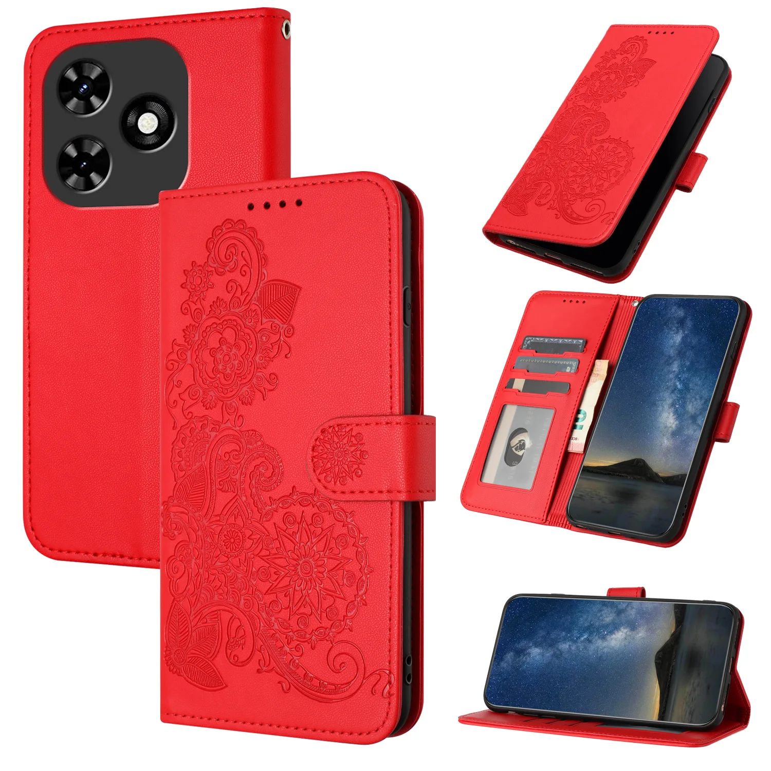 Фото Кожаный флип-чехол Sunflower для Nubia V80 Design Max V70 Vita V60, умный чехол-кошелек с ремешком на запястье, 3 слота для карт, Coque №4