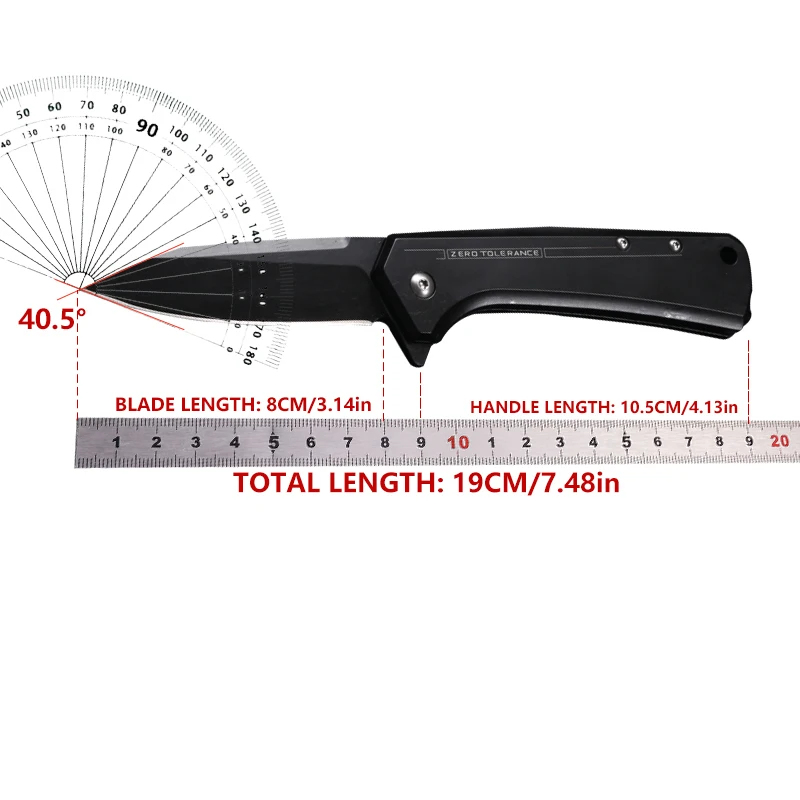 Лезвие 0808 выполнено из нержавеющей стали S35VN с снятой титановой ручкой и