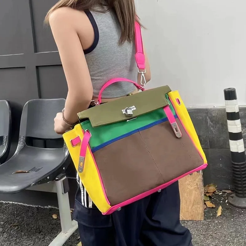 Женская Холщовая Сумка-тоут через плечо в полоску