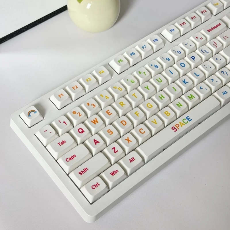 Y1UB 113 Key XDA Большие цветные шрифты Колпачки для клавиш Радужная тема PBT улучшения