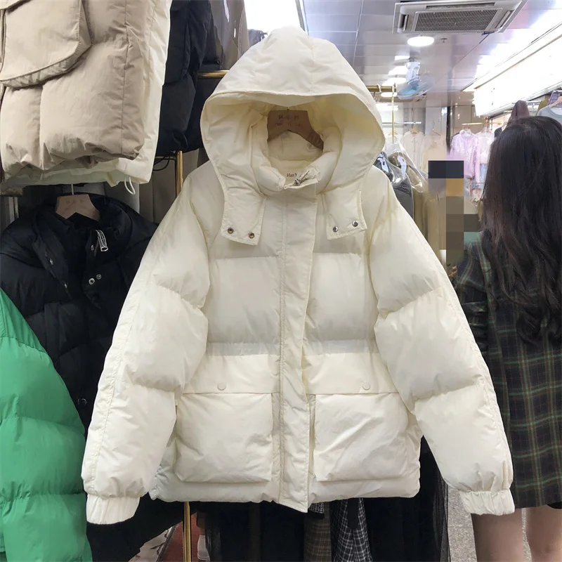 

Осенне-зимнее женское однотонное пальто с капюшоном и хлопковой подкладкой, повседневные женские утепленные парки с большими карманами и д...