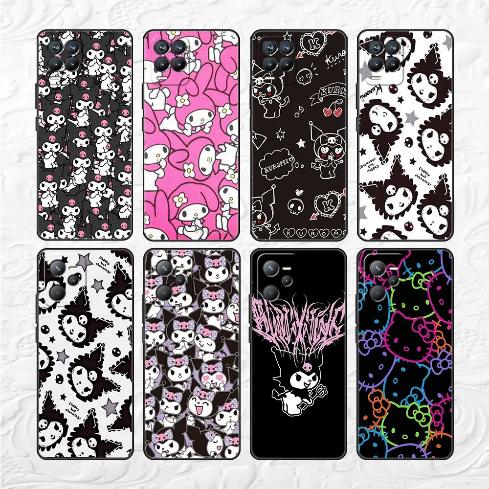 

Hello Kitty Black Case For Realme 8 C21y GT Neo 2 3 8i C21 7 C11 6 C12 C35 C3 GT 9 Pro C12 Master Funda Phone Cover
