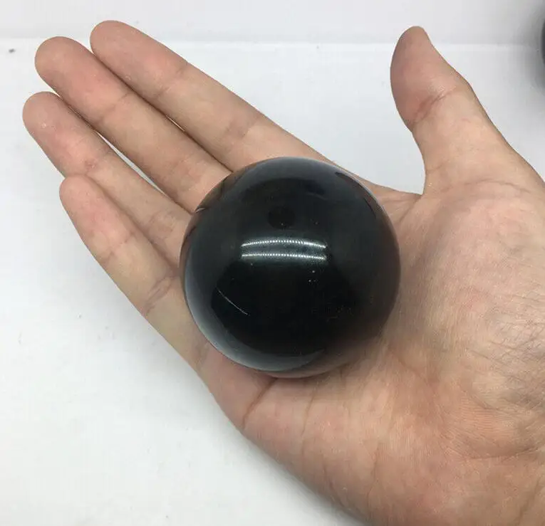 

50mm Natural Black Obsidian Gemstone Ball Quartz Crystal Sphere Healing W/ Stand